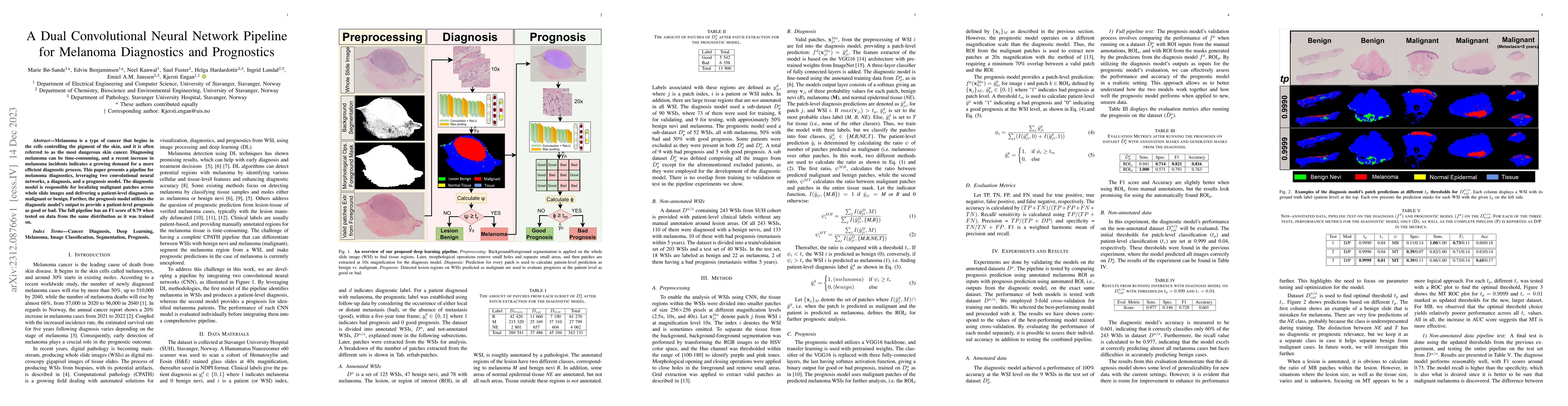 Thumbnail for A Dual Convolutional Neural Network Pipeline for Melanoma Diagnostics
  and Prognostics