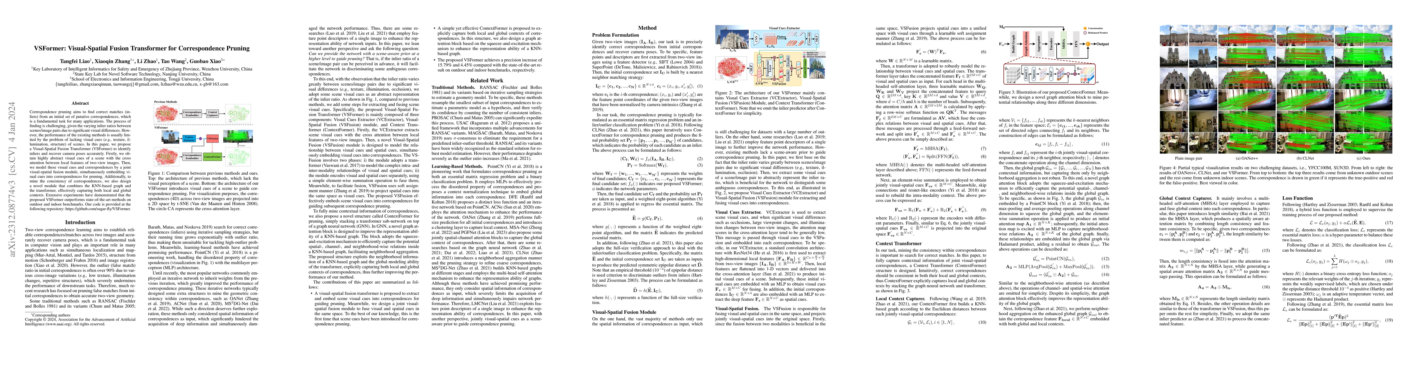 Thumbnail for VSFormer: Visual-Spatial Fusion Transformer for Correspondence Pruning