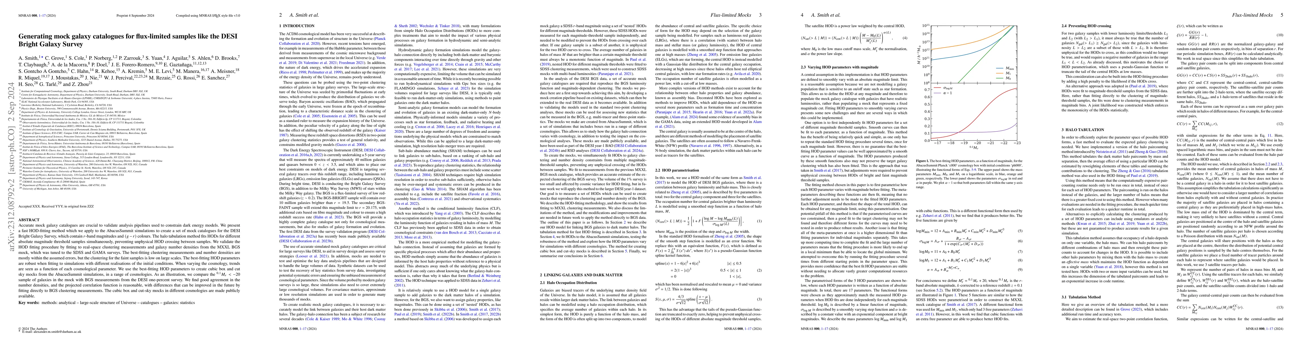 Thumbnail for Generating mock galaxy catalogues for flux-limited samples like the DESI
  Bright Galaxy Survey