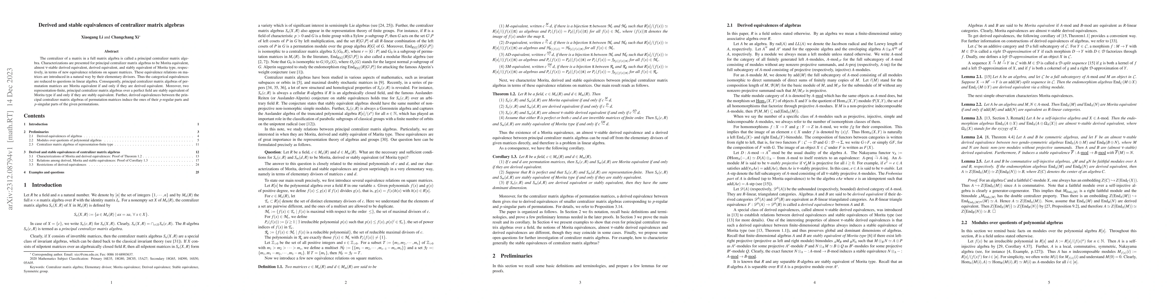 Thumbnail for Derived and stable equivalences of centralizer matrix algebras