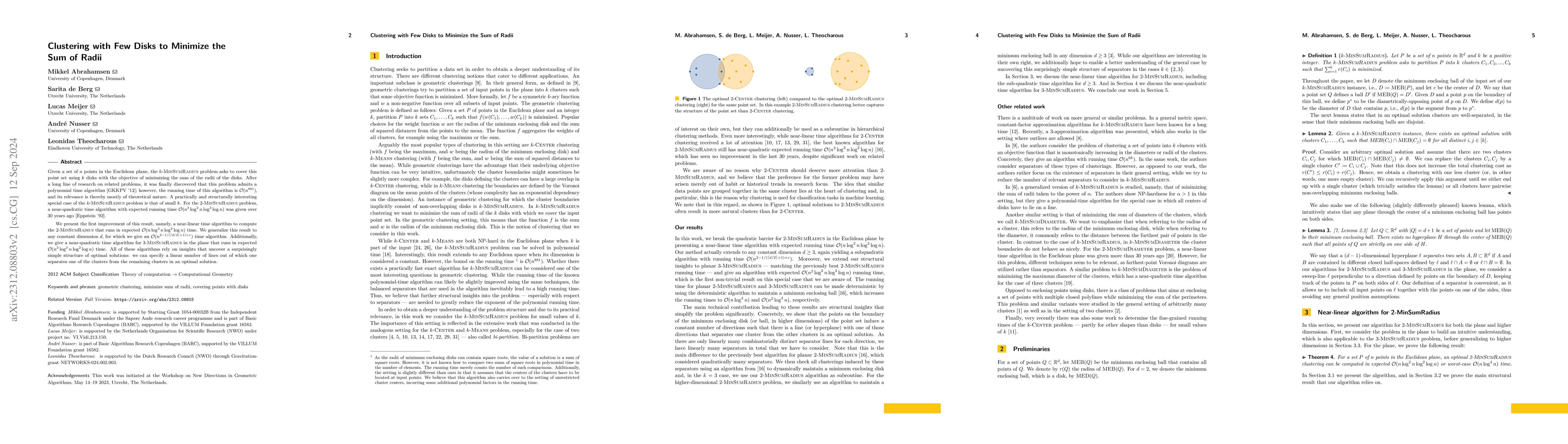 Thumbnail for Clustering with Few Disks to Minimize the Sum of Radii