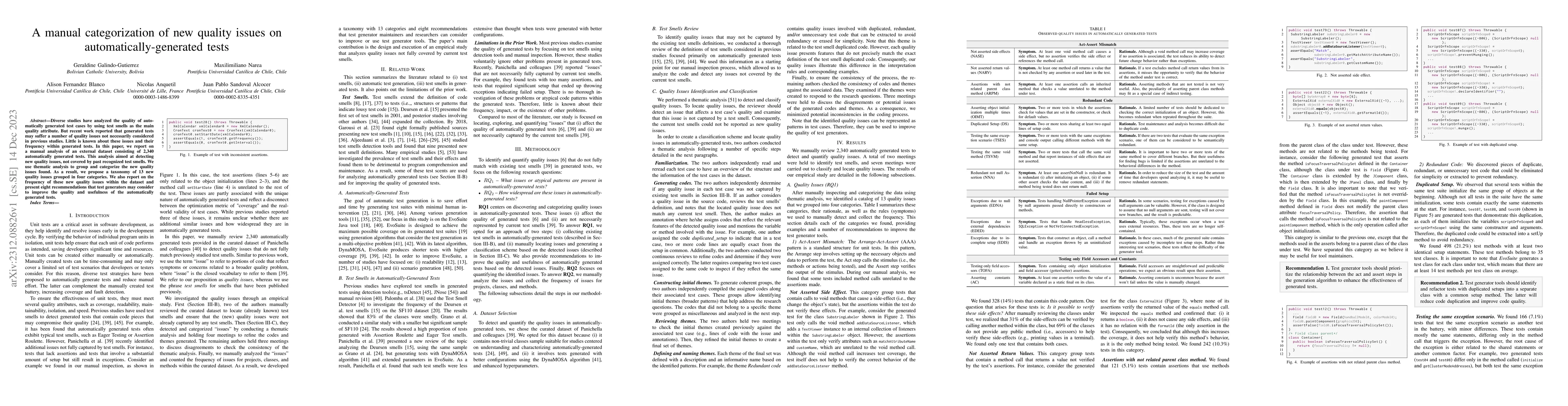 Thumbnail for A manual categorization of new quality issues on automatically-generated
  tests