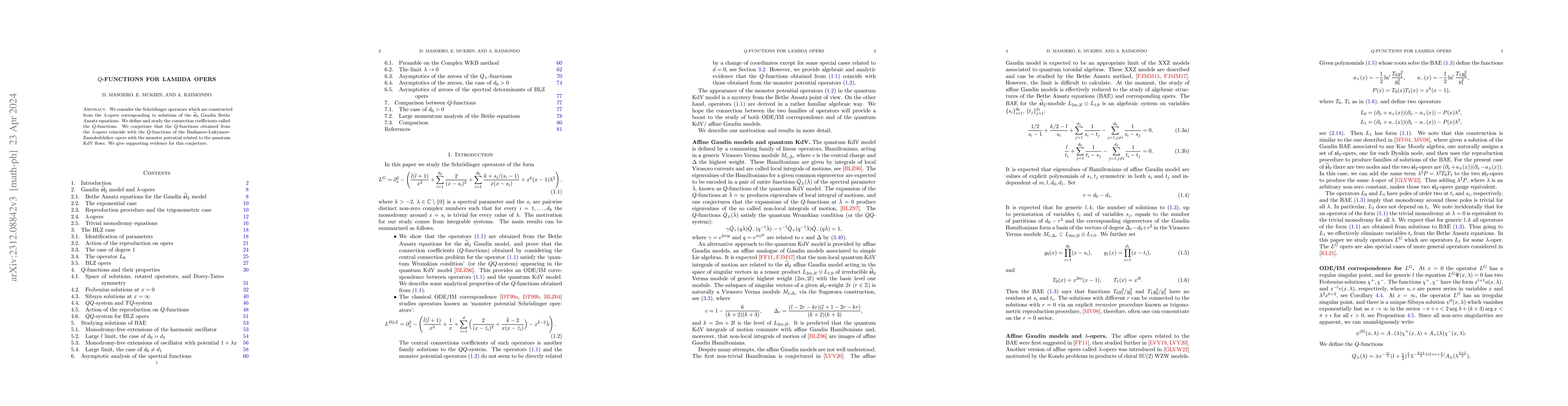 Thumbnail for $Q$-functions for lambda opers