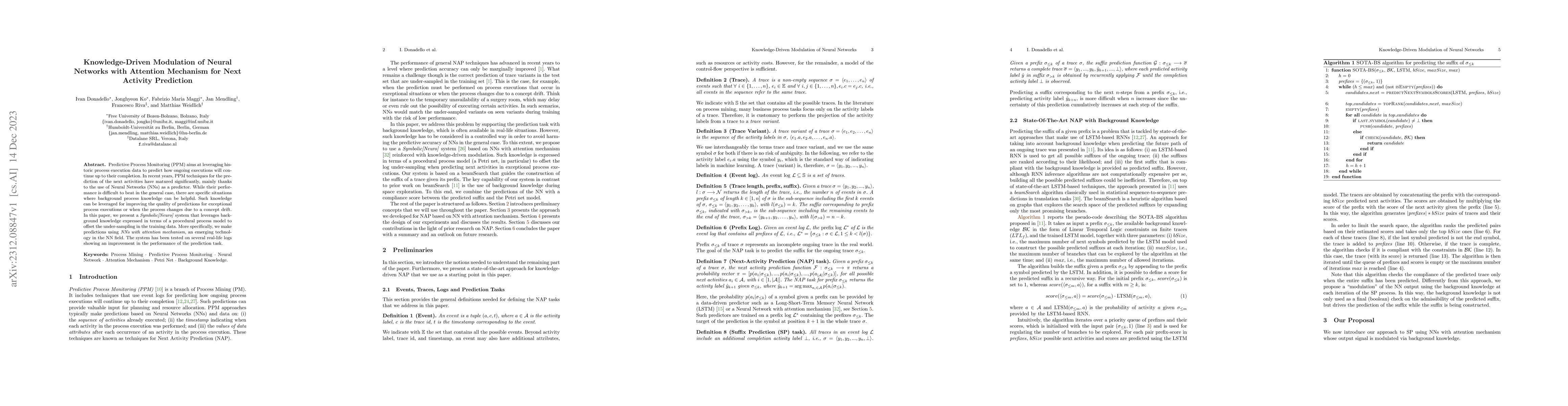 Thumbnail for Knowledge-Driven Modulation of Neural Networks with Attention Mechanism
  for Next Activity Prediction