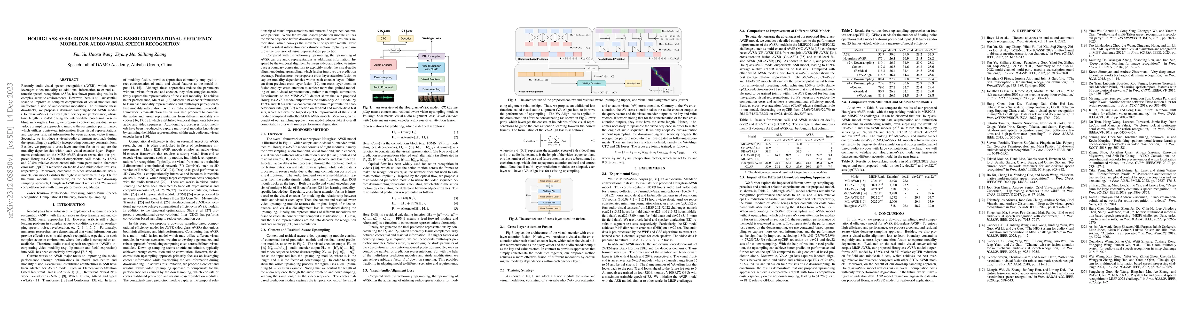 Thumbnail for Hourglass-AVSR: Down-Up Sampling-based Computational Efficiency Model
  for Audio-Visual Speech Recognition