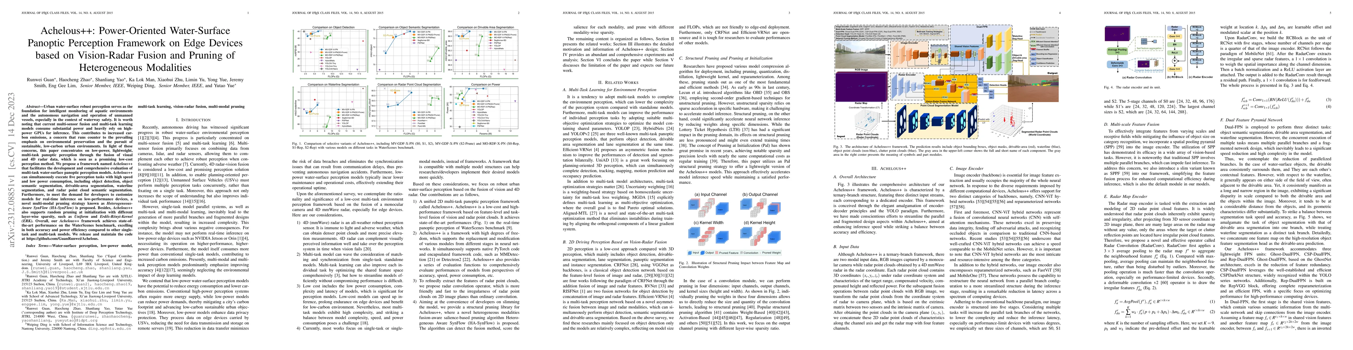Thumbnail for Achelous++: Power-Oriented Water-Surface Panoptic Perception Framework
  on Edge Devices based on Vision-Radar Fusion and Pruning of Heterogeneous
  Modalities