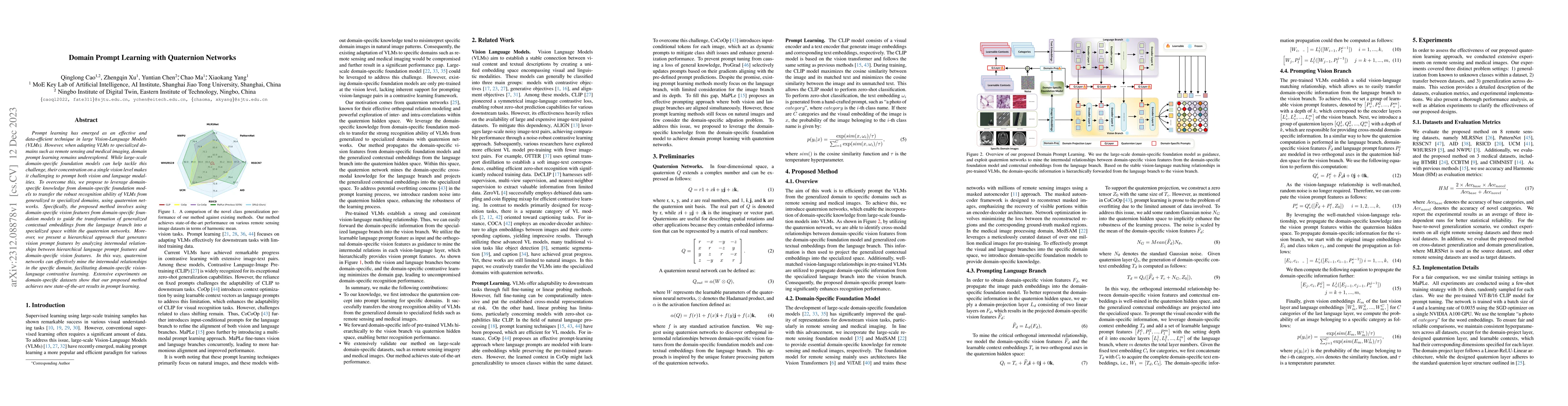 Thumbnail for Domain Prompt Learning with Quaternion Networks