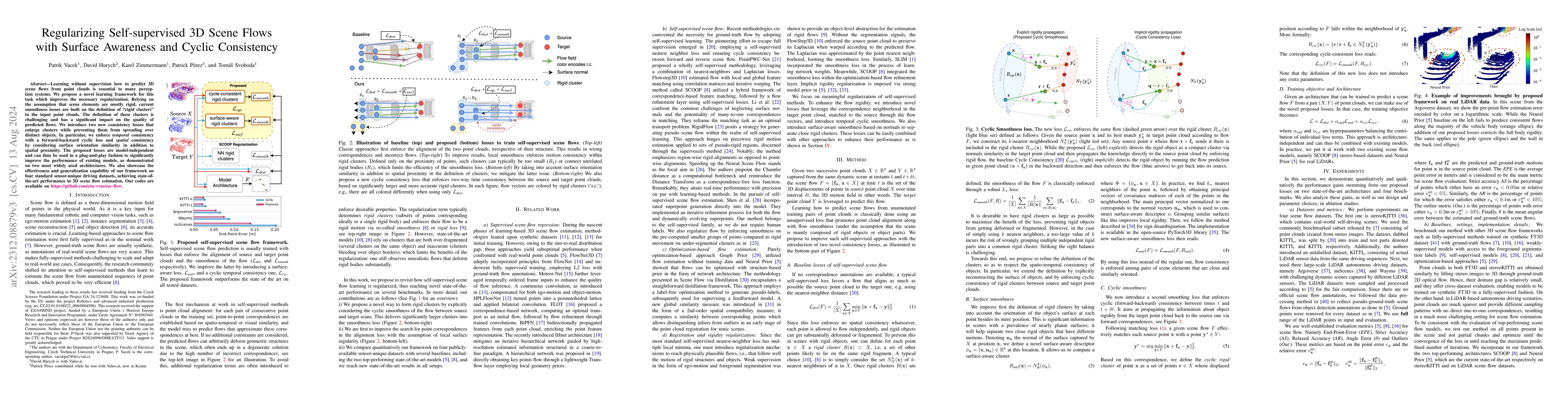 Thumbnail for Regularizing Self-supervised 3D Scene Flows with Surface Awareness and
  Cyclic Consistency