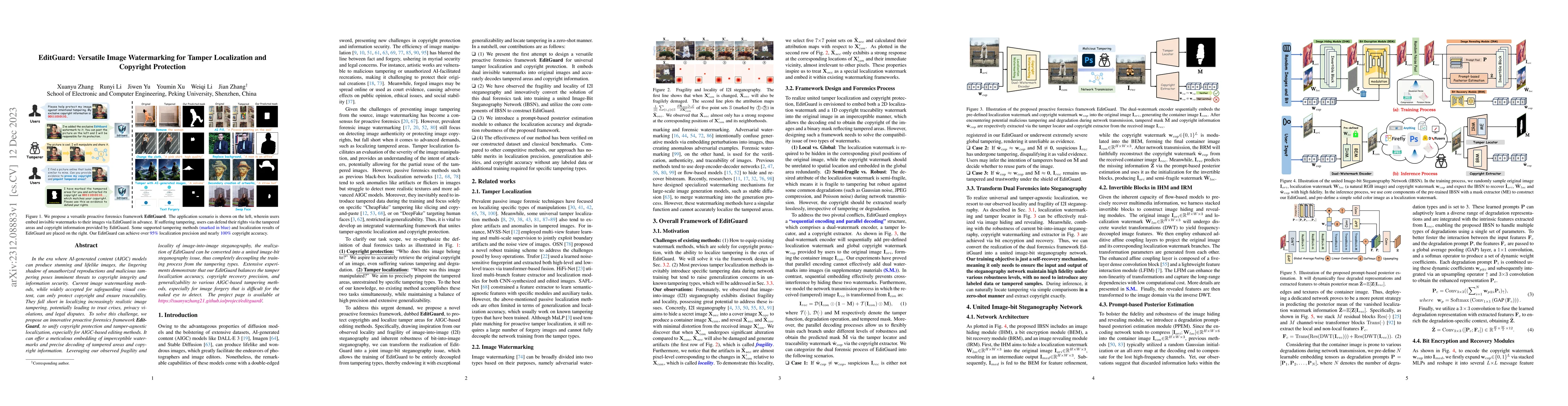 Thumbnail for EditGuard: Versatile Image Watermarking for Tamper Localization and
  Copyright Protection
