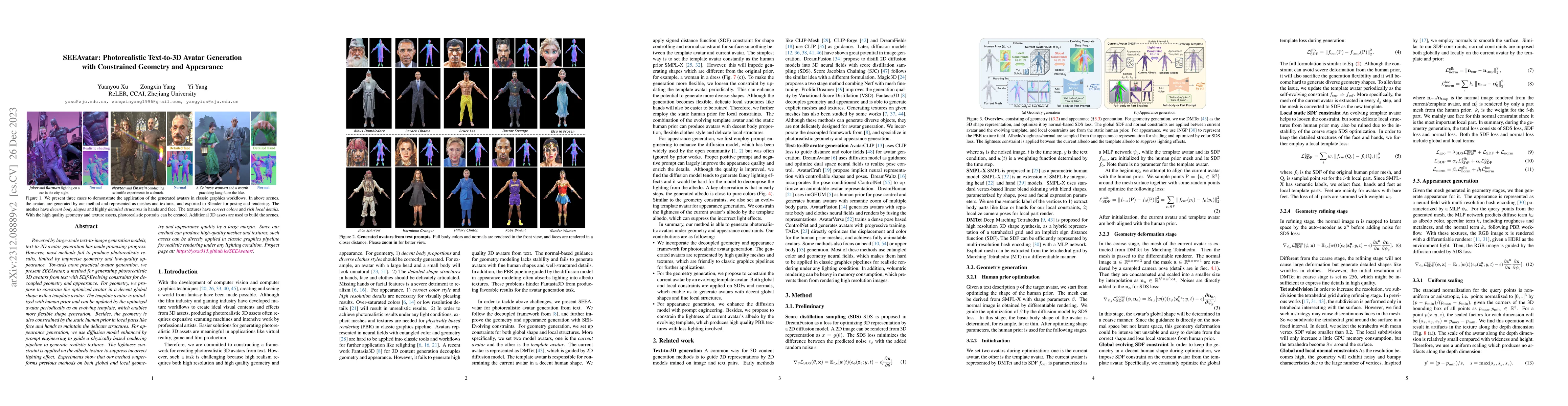 Thumbnail for SEEAvatar: Photorealistic Text-to-3D Avatar Generation with Constrained
  Geometry and Appearance