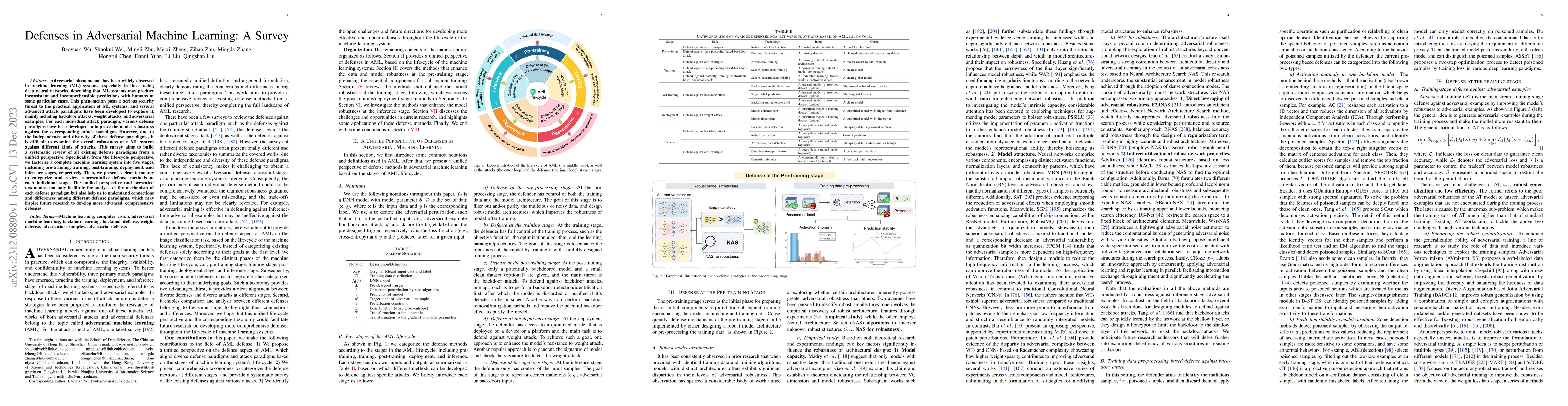 Thumbnail for Defenses in Adversarial Machine Learning: A Survey