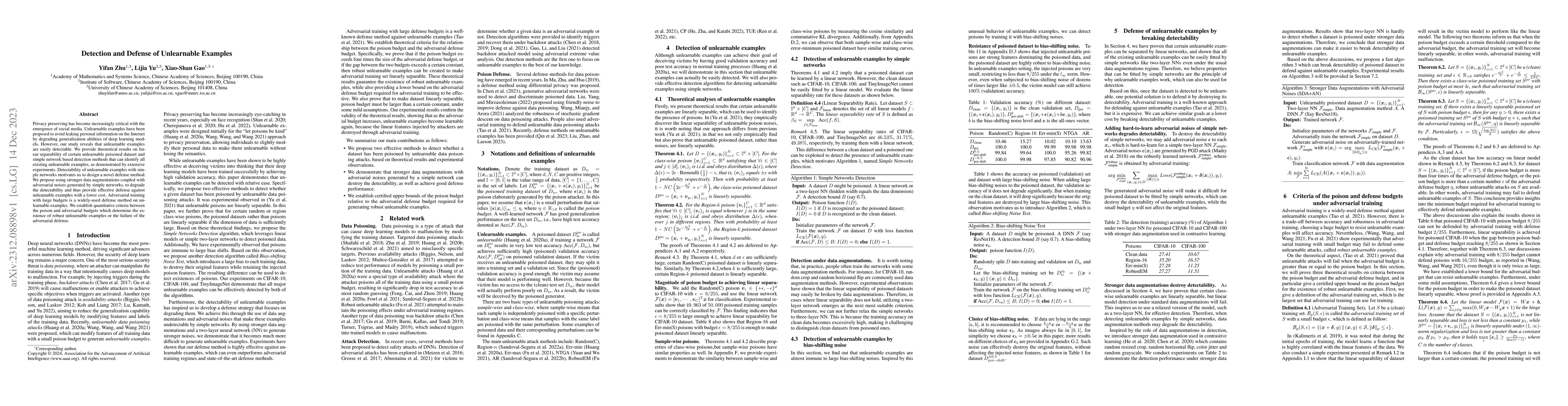 Thumbnail for Detection and Defense of Unlearnable Examples