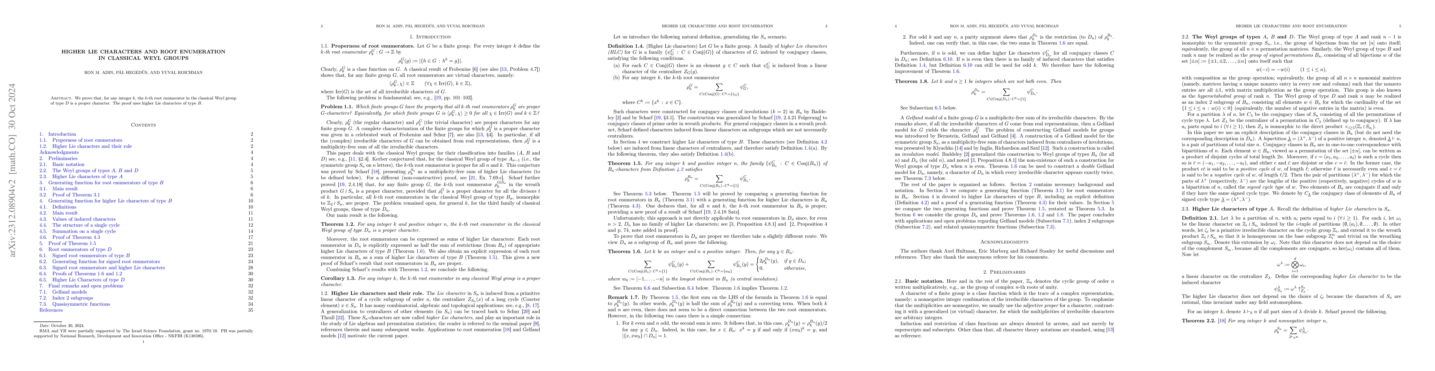 Thumbnail for Higher Lie characters and root enumeration in classical Weyl groups