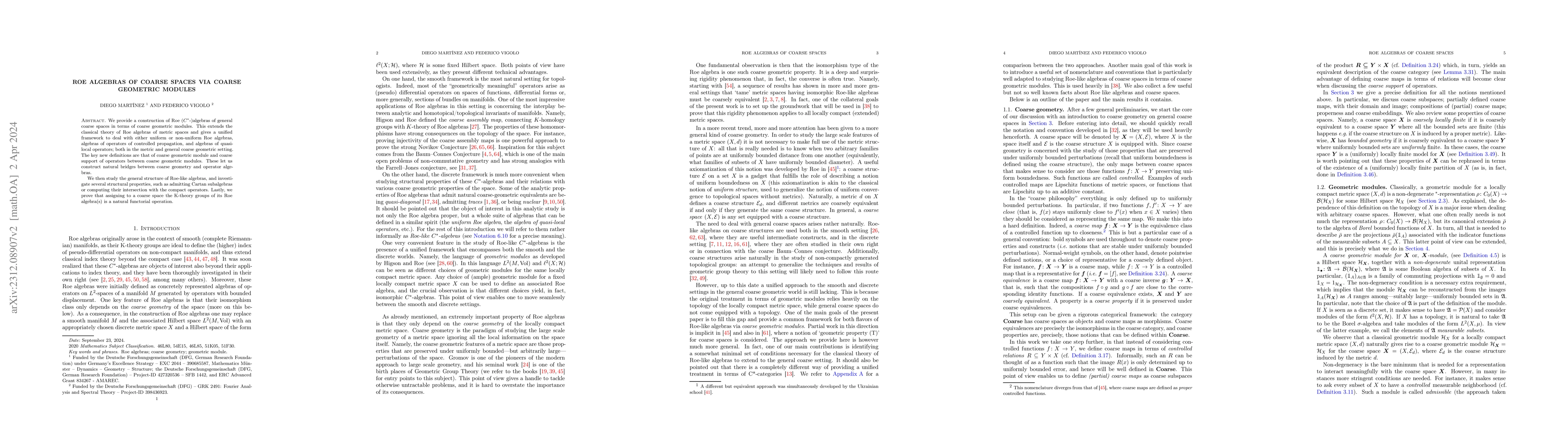 Thumbnail for Roe algebras of coarse spaces via coarse geometric modules
