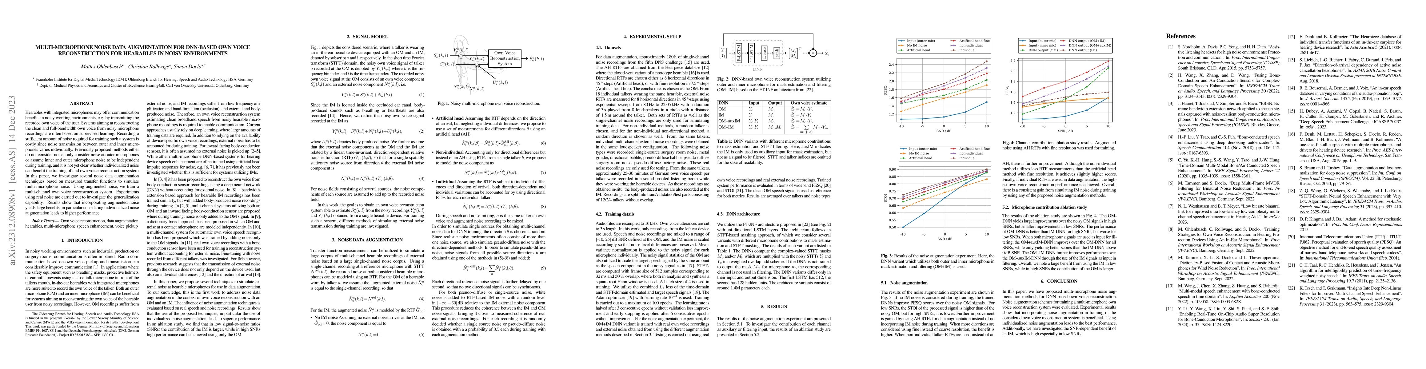 Thumbnail for Multi-Microphone Noise Data Augmentation for DNN-based Own Voice
  Reconstruction for Hearables in Noisy Environments