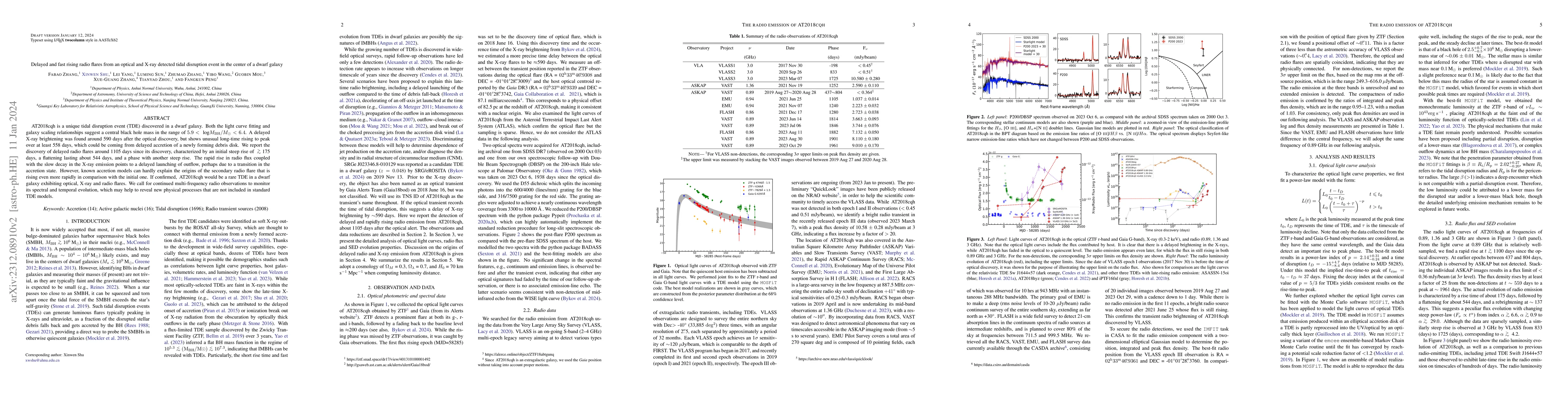 Thumbnail for Delayed and fast rising radio flares from an optical and X-ray detected
  tidal disruption event in the center of a dwarf galaxy