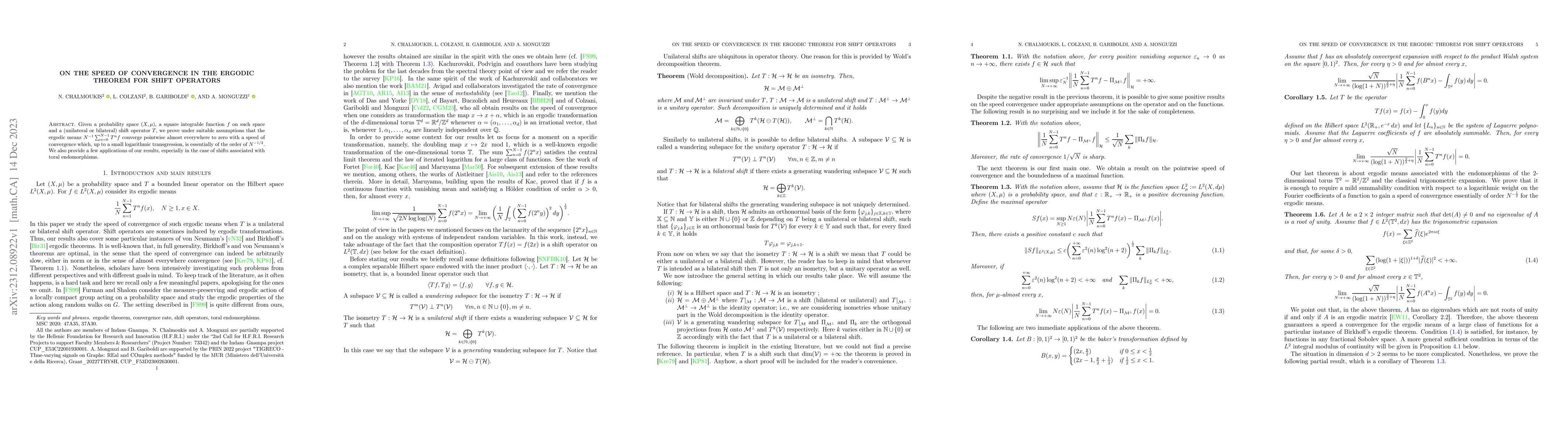 Thumbnail for On the speed of convergence in the ergodic theorem for shift operators
