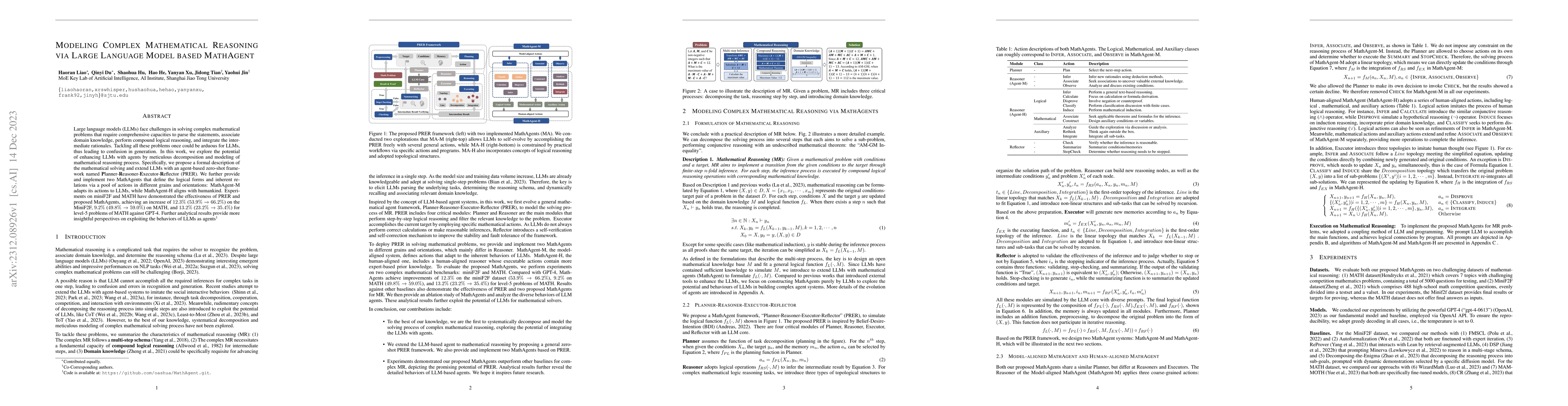 Thumbnail for Modeling Complex Mathematical Reasoning via Large Language Model based
  MathAgent