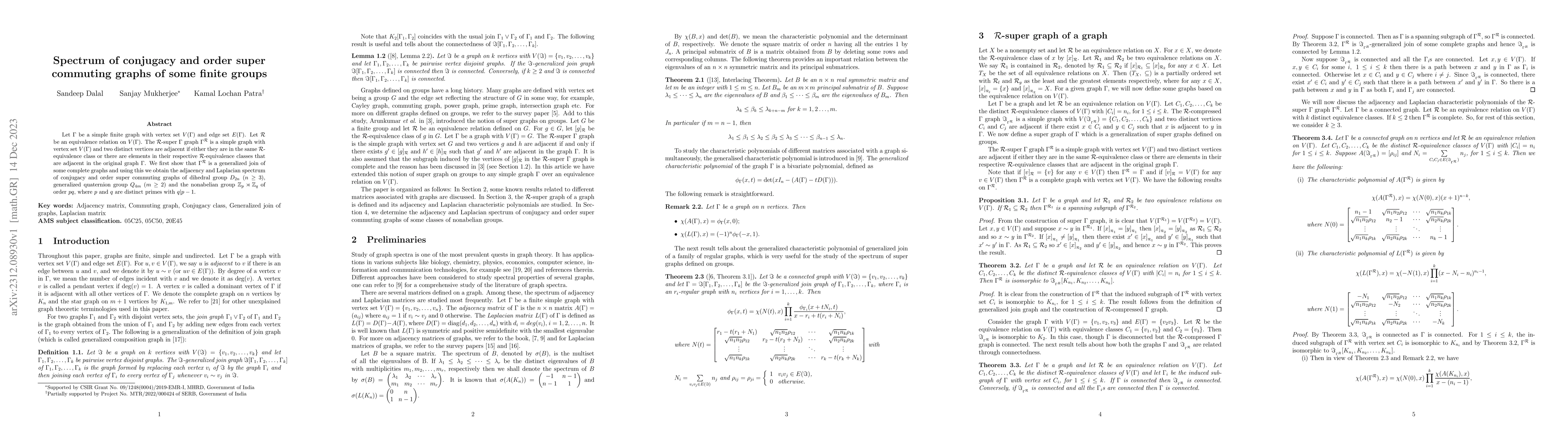 Thumbnail for Spectrum of conjugacy and order super commuting graphs of some finite
  groups