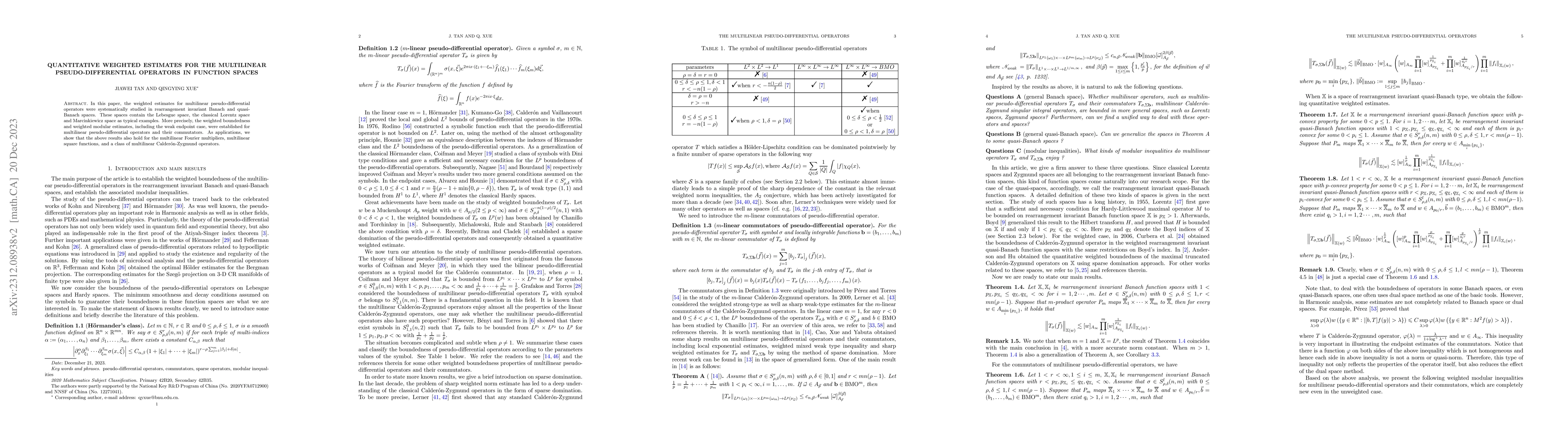 Thumbnail for Quantitative weighted estimates for the multilinear pseudo-differential
  operators in function spaces