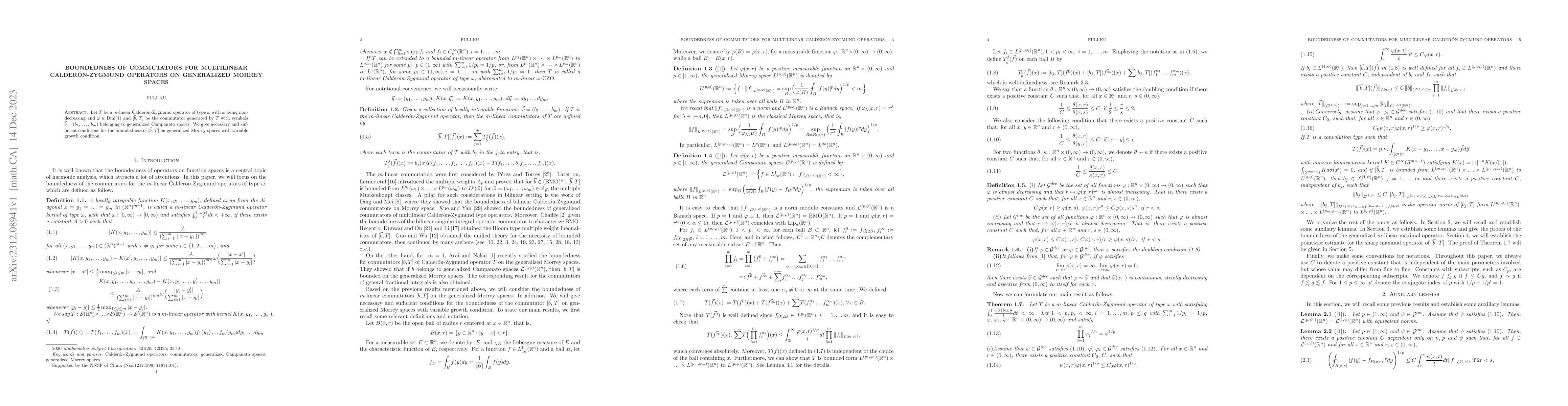 Thumbnail for Boundedness of commutators for multilinear Calder\'{o}n-Zygmund
  operators on Generalized Morrey Spaces