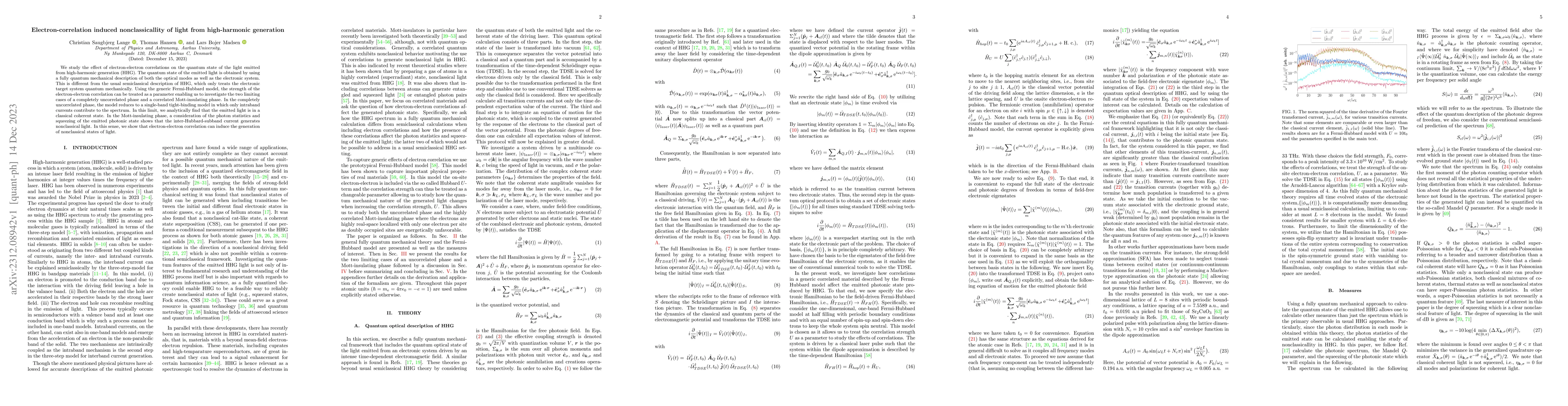 Thumbnail for Electron-correlation induced nonclassicallity of light from
  high-harmonic generation