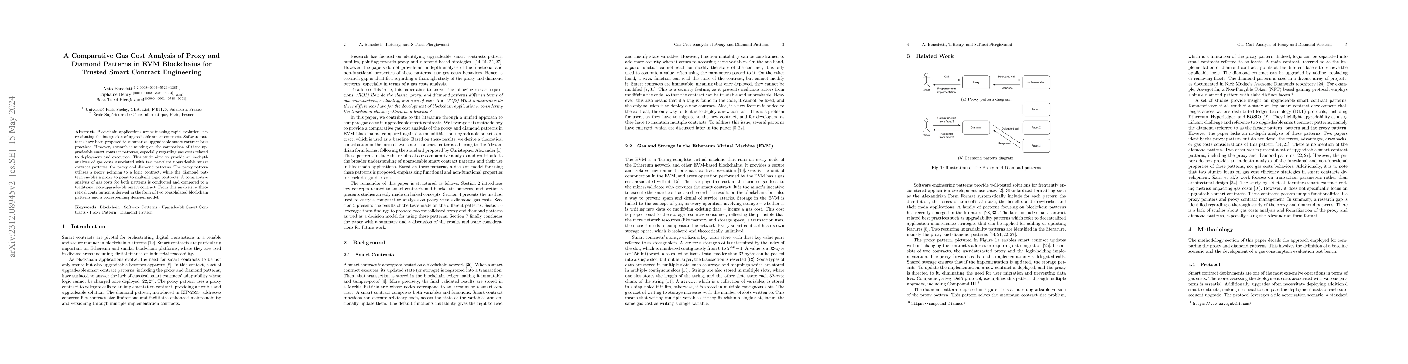 Thumbnail for A Comparative Gas Cost Analysis of Proxy and Diamond Patterns in EVM
  Blockchains for Trusted Smart Contract Engineering