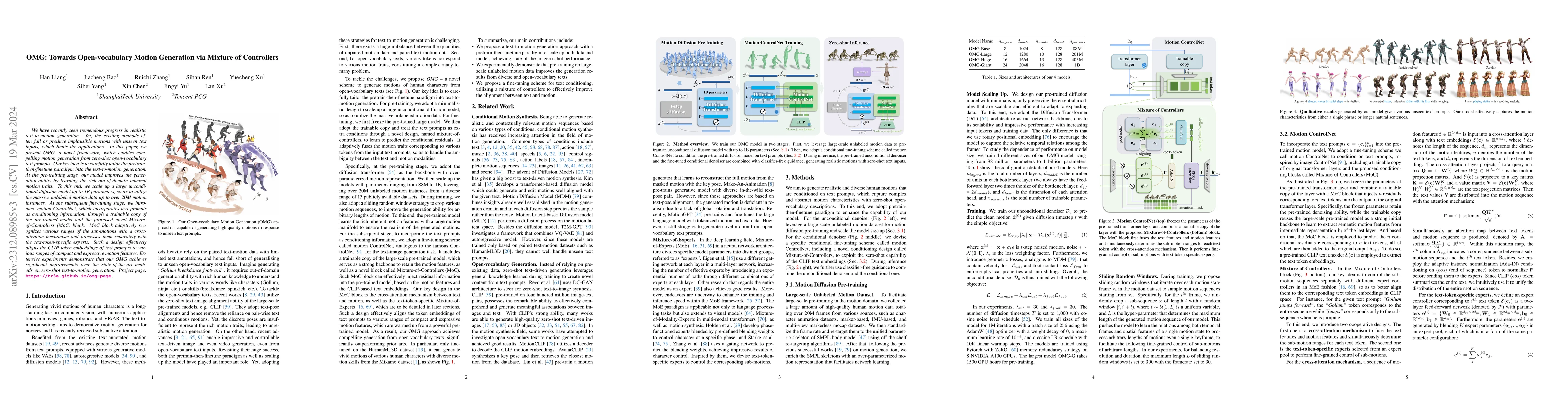 Thumbnail for OMG: Towards Open-vocabulary Motion Generation via Mixture of
  Controllers
