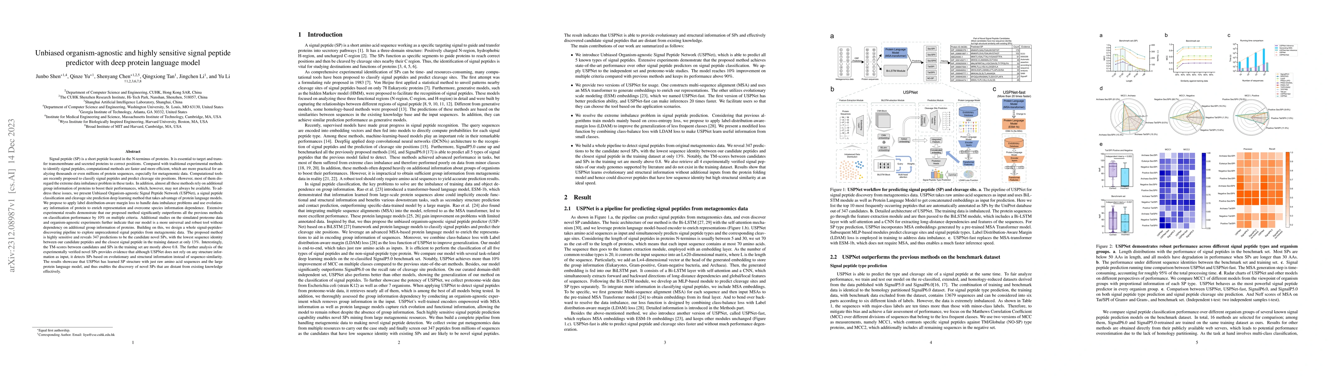 Thumbnail for Unbiased organism-agnostic and highly sensitive signal peptide predictor
  with deep protein language model