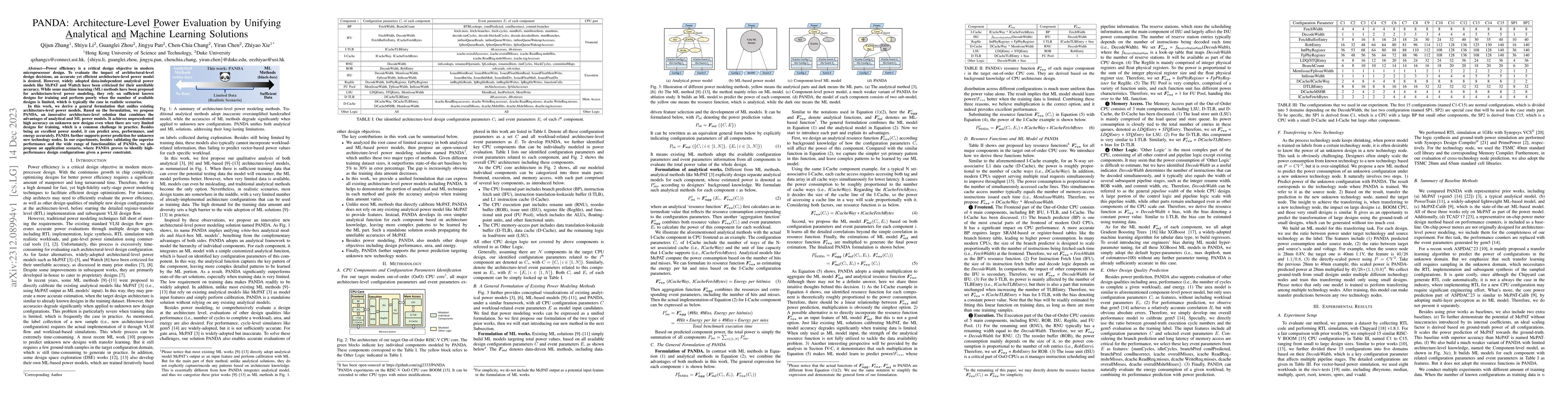 Thumbnail for PANDA: Architecture-Level Power Evaluation by Unifying Analytical and
  Machine Learning Solutions