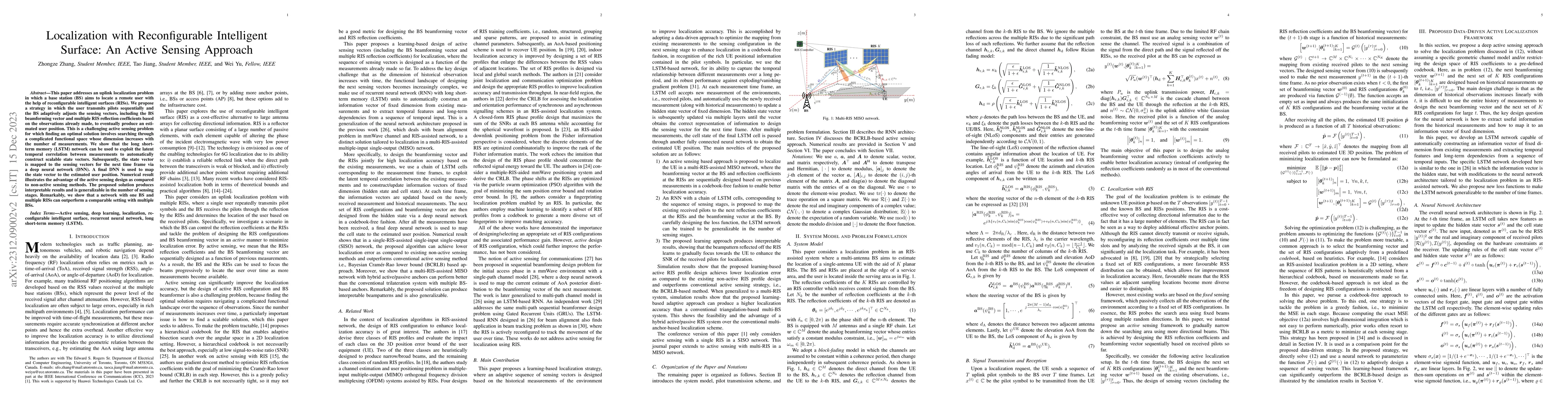 Thumbnail for Localization with Reconfigurable Intelligent Surface: An Active Sensing
  Approach