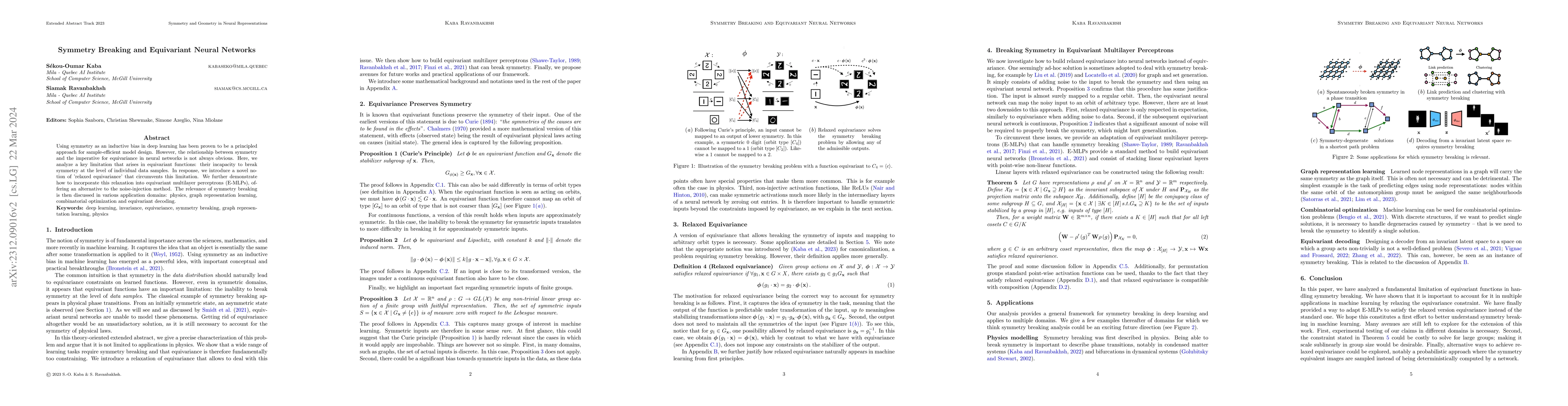 Thumbnail for Symmetry Breaking and Equivariant Neural Networks