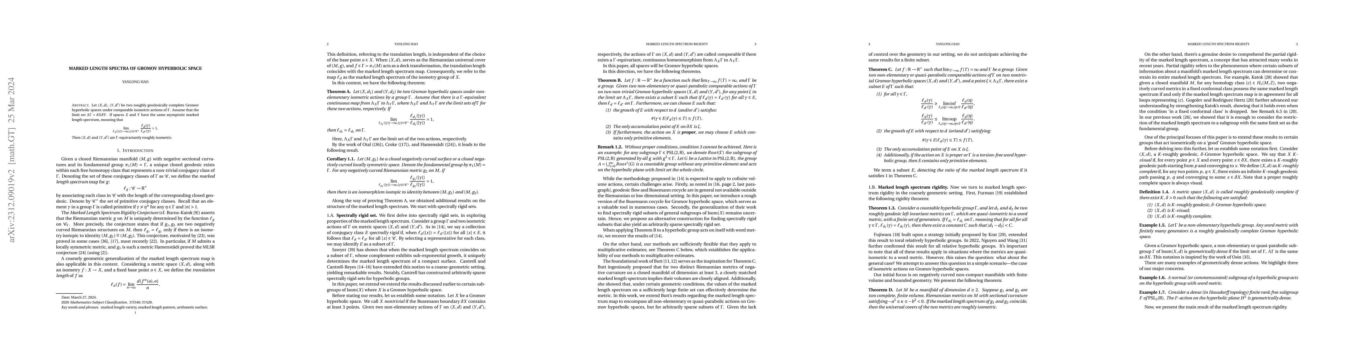 Thumbnail for Marked length spectra of Gromov hyperbolic space