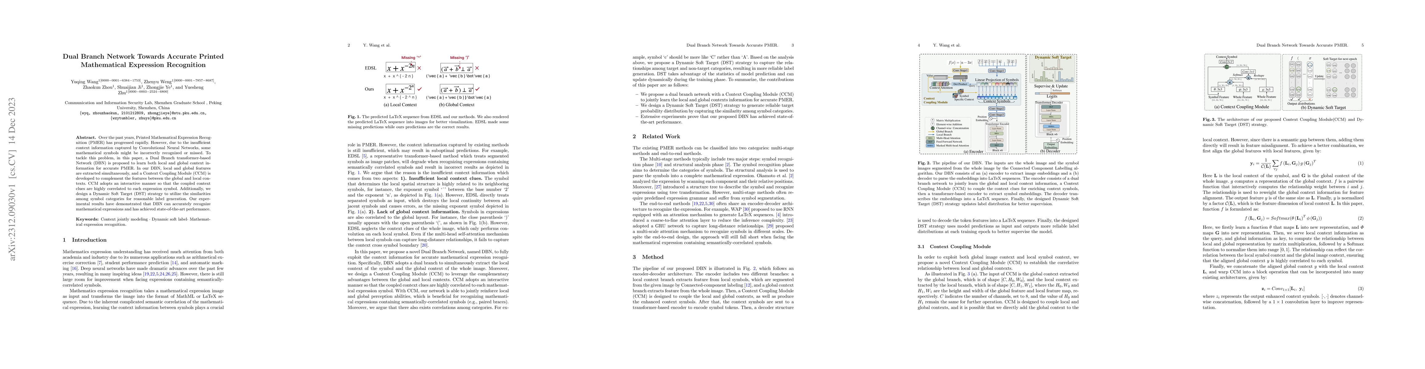 Thumbnail for Dual Branch Network Towards Accurate Printed Mathematical Expression
  Recognition
