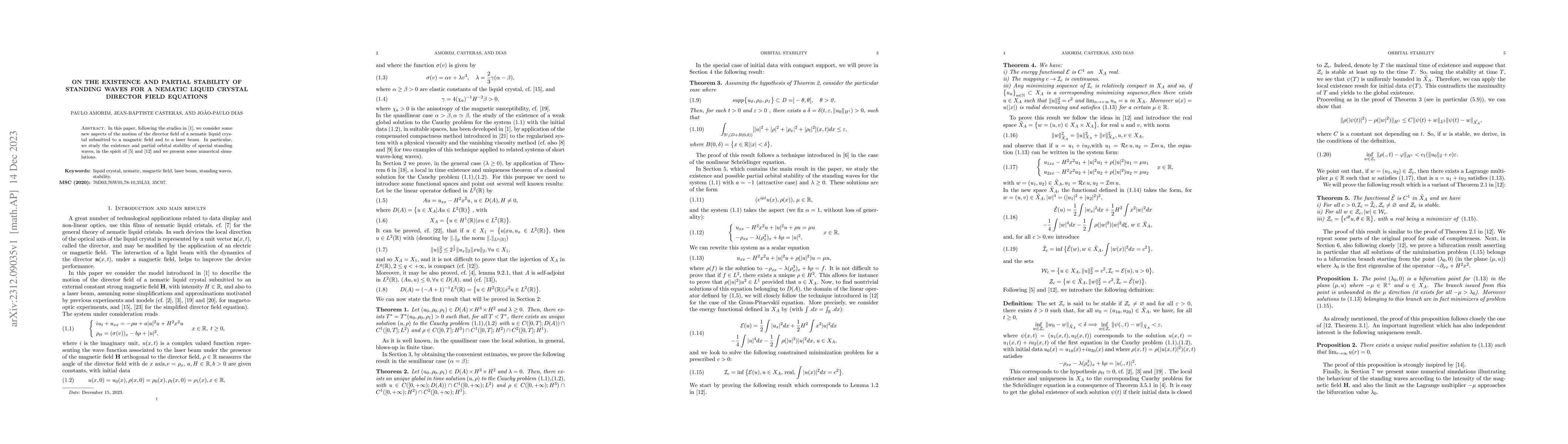Thumbnail for On the existence and partial stability of standing waves for a nematic
  liquid crystal director field equation