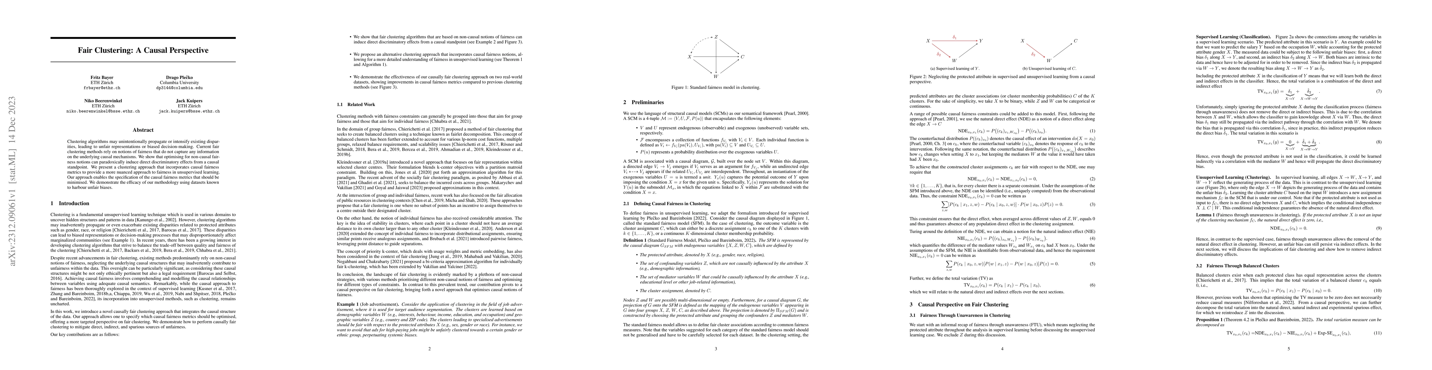 Thumbnail for Fair Clustering: A Causal Perspective