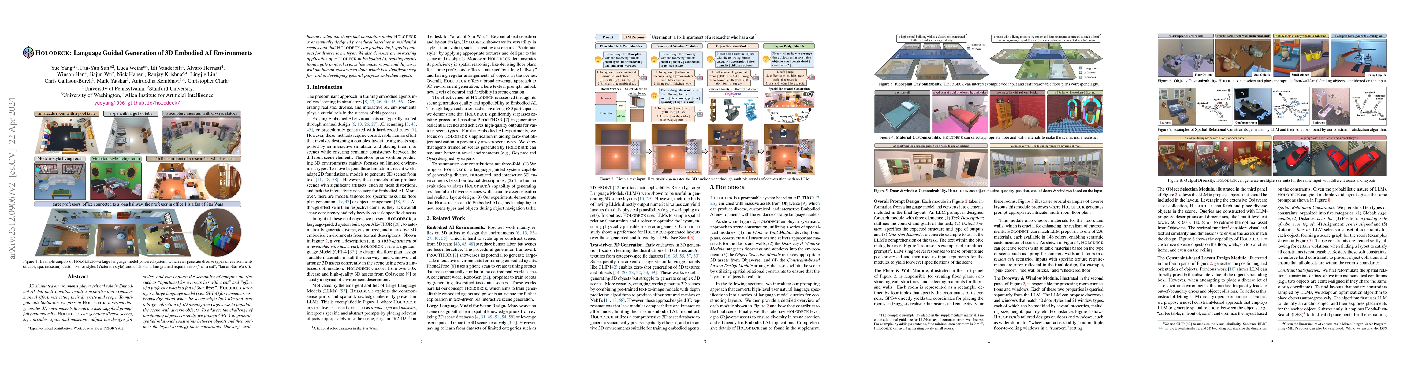 Thumbnail for Holodeck: Language Guided Generation of 3D Embodied AI Environments