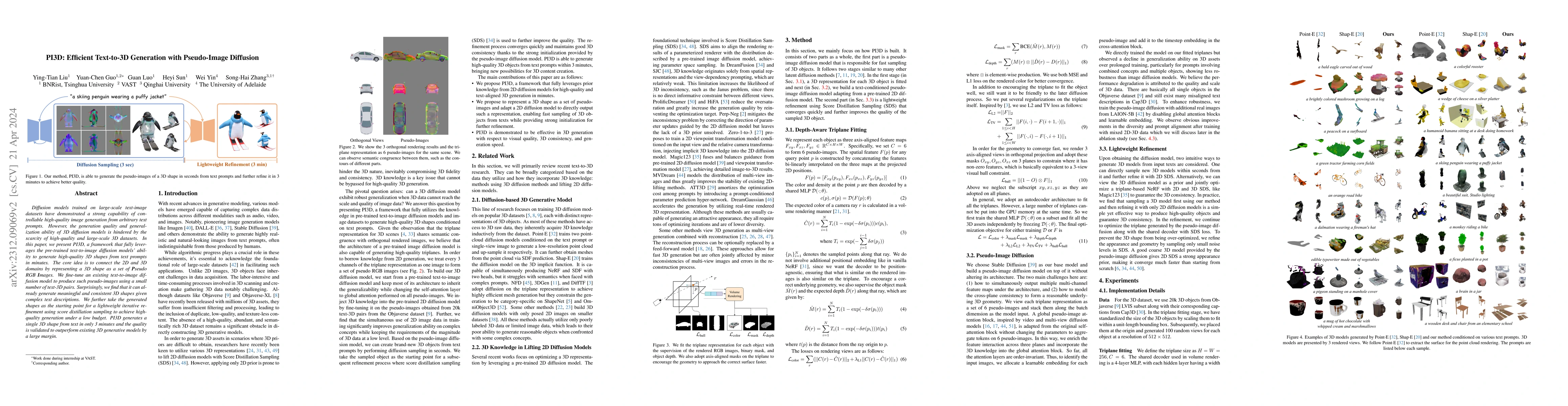 Thumbnail for PI3D: Efficient Text-to-3D Generation with Pseudo-Image Diffusion