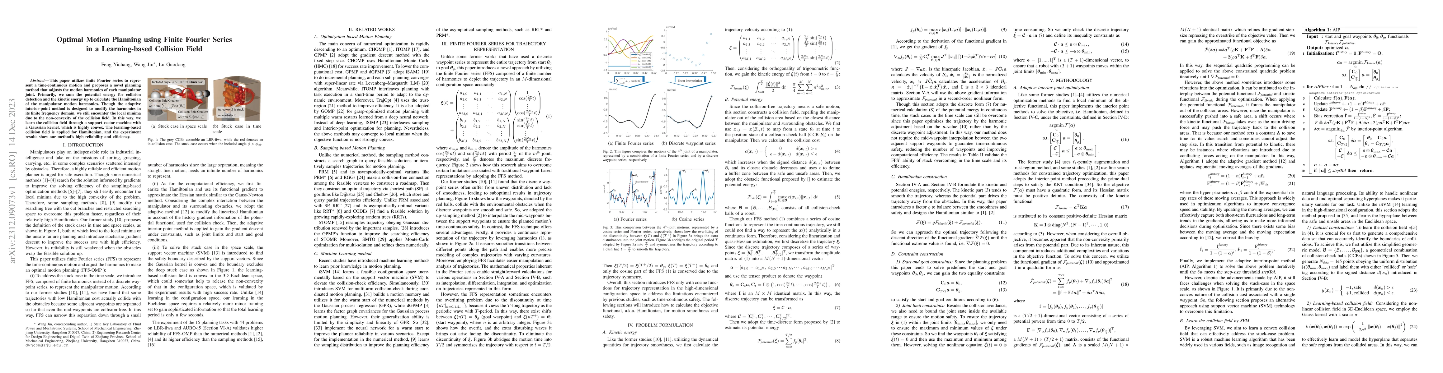 Thumbnail for Optimal Motion Planning using Finite Fourier Series in a Learning-based
  Collision Field