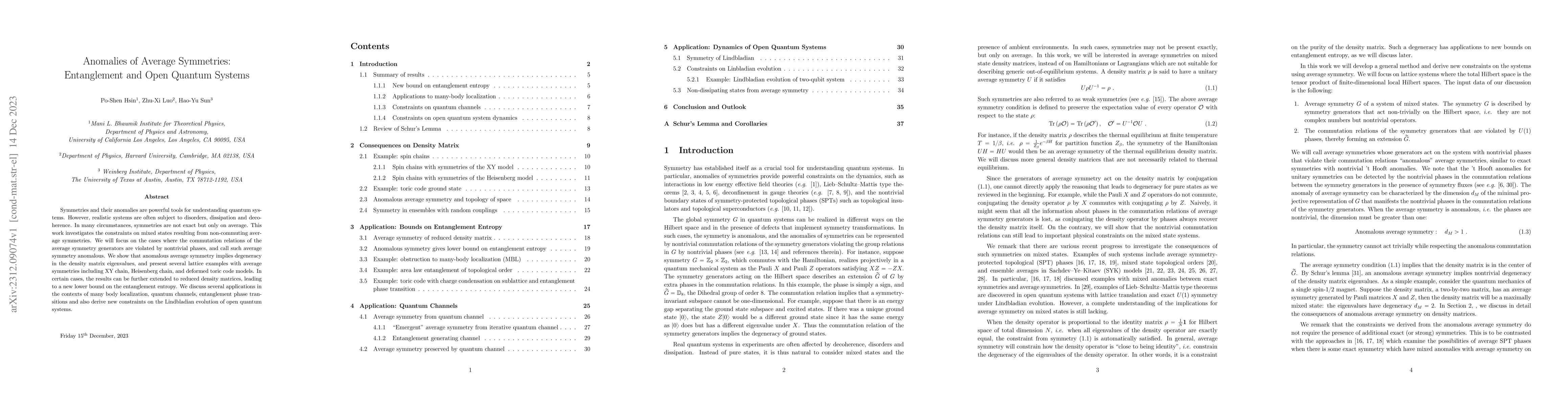 Thumbnail for Anomalies of Average Symmetries: Entanglement and Open Quantum Systems