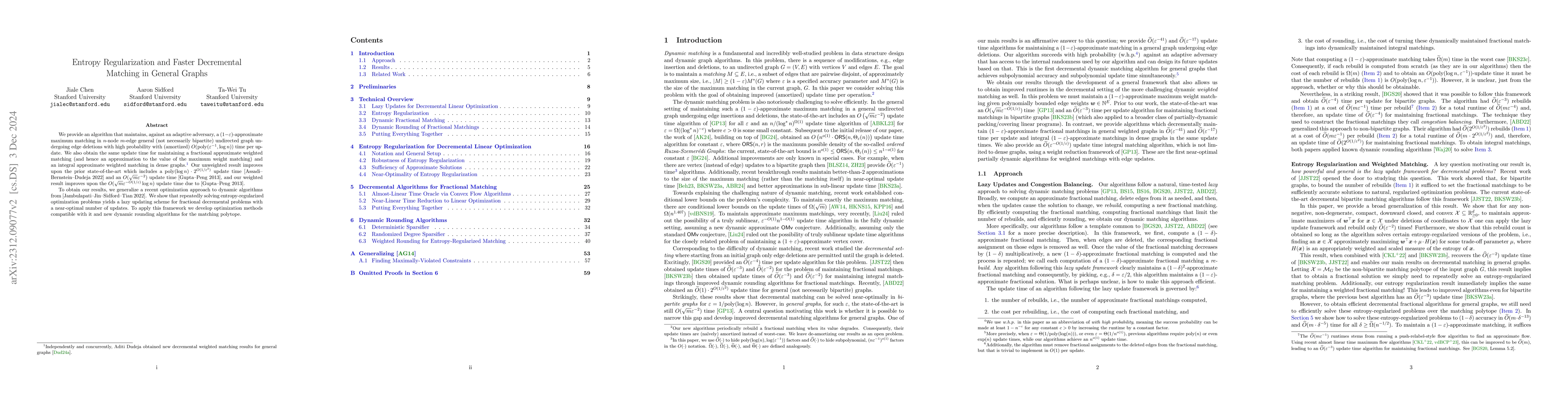 Thumbnail for Entropy Regularization and Faster Decremental Matching in General Graphs