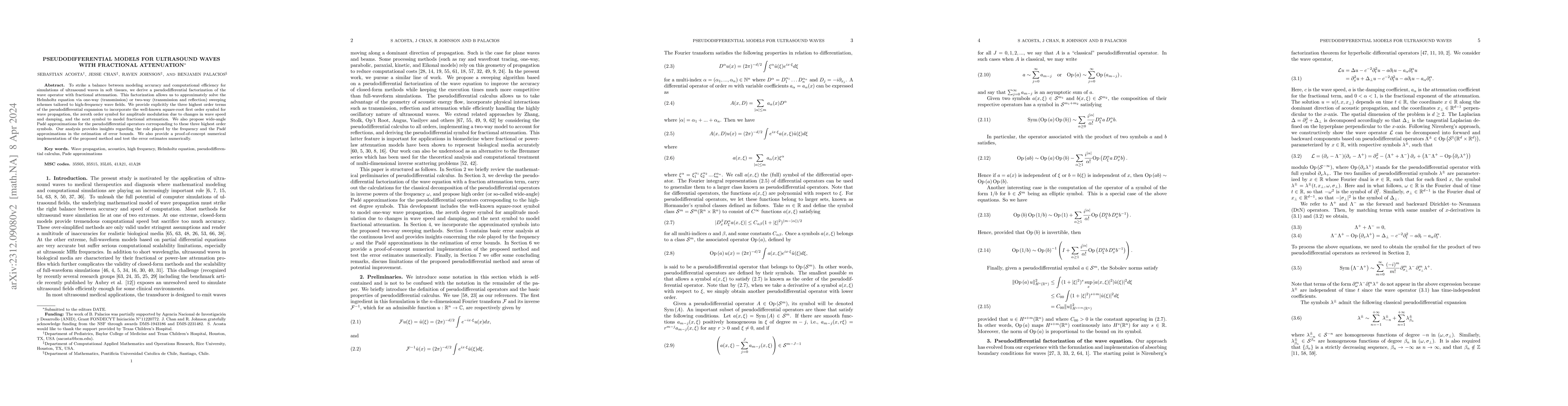 Thumbnail for Pseudodifferential Models for Ultrasound Waves with Fractional
  Attenuation