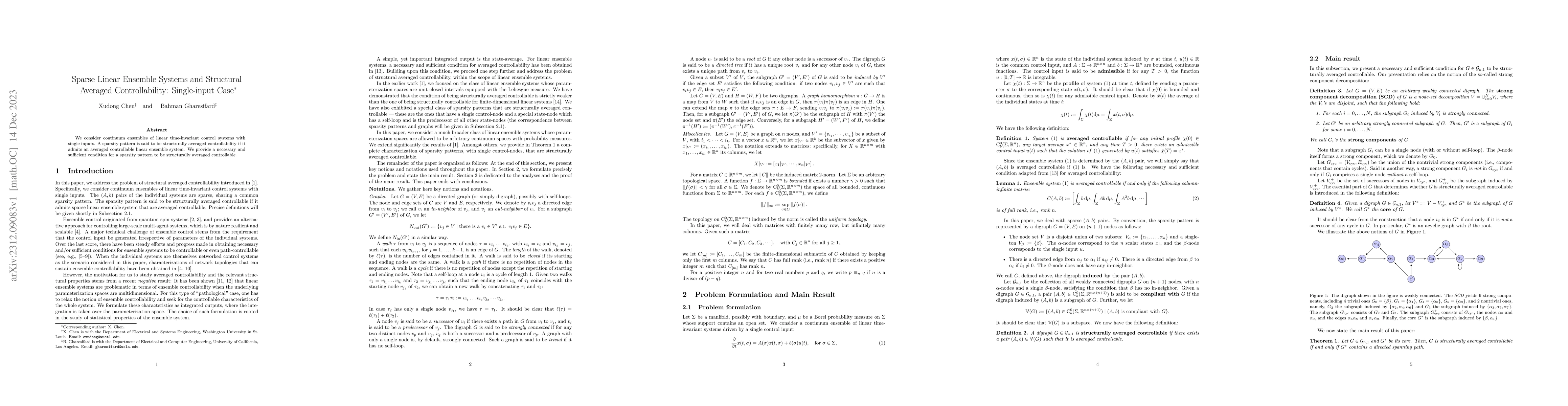 Thumbnail for Sparse Linear Ensemble Systems and Structural Averaged Controllability:
  Single-input Case