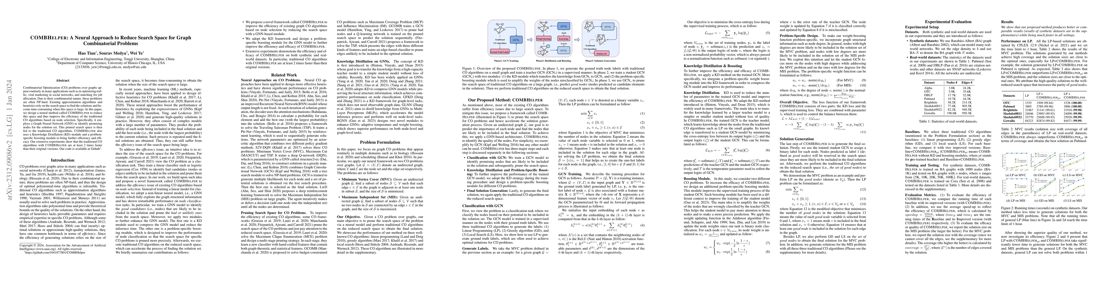 Thumbnail for COMBHelper: A Neural Approach to Reduce Search Space for Graph
  Combinatorial Problems