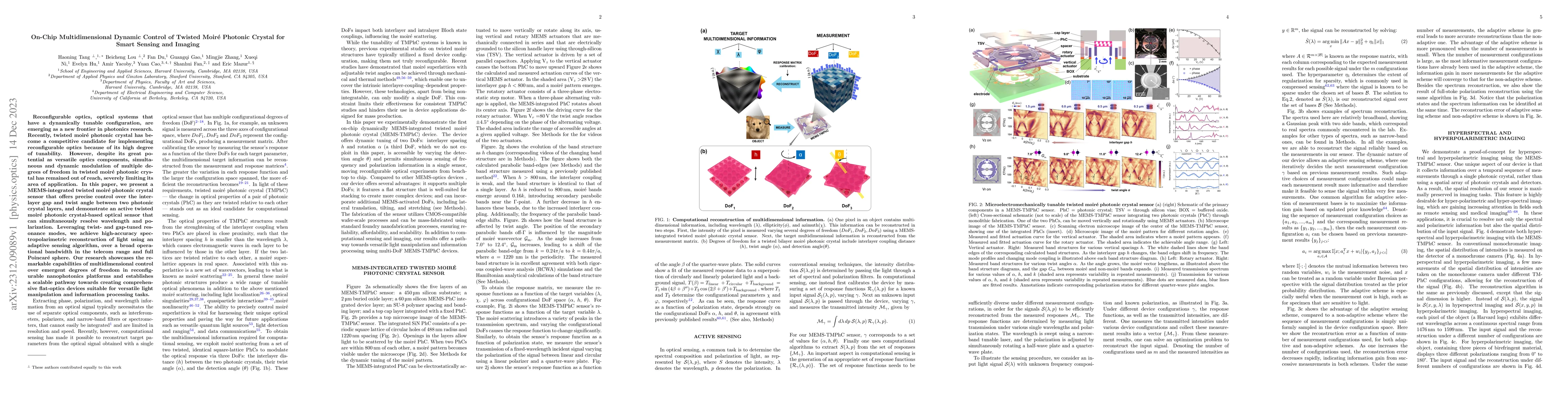 Thumbnail for On-Chip Multidimensional Dynamic Control of Twisted Moir\'e Photonic
  Crystal for Smart Sensing and Imaging