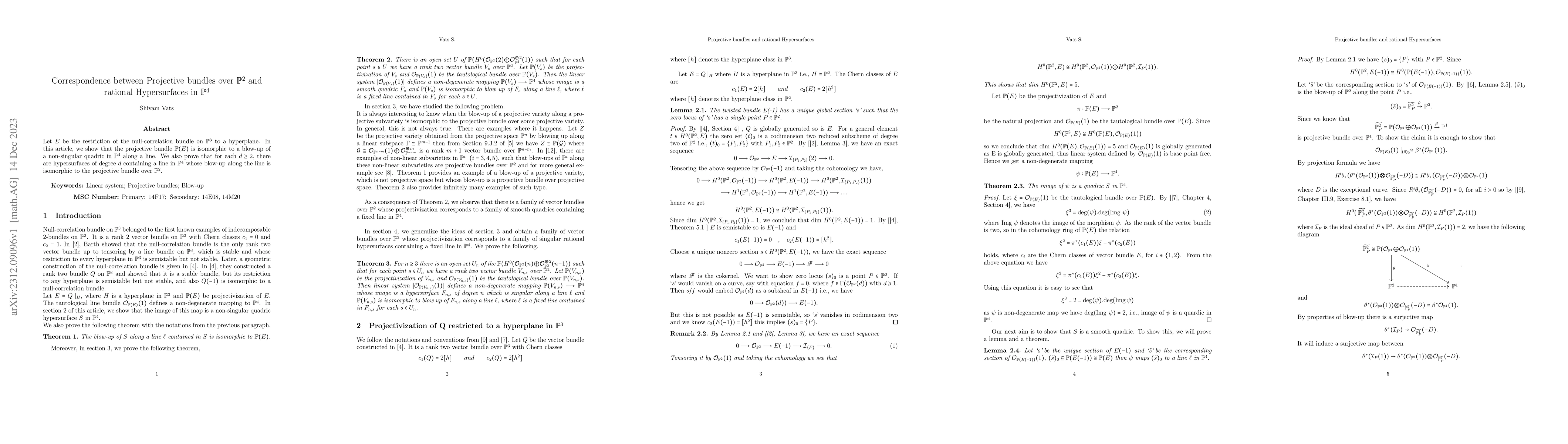 Thumbnail for Correspondence between Projective bundles over $\mathbb{P}^{2}$ and
  rational Hypersurfaces in $\mathbb{P}^{4}$