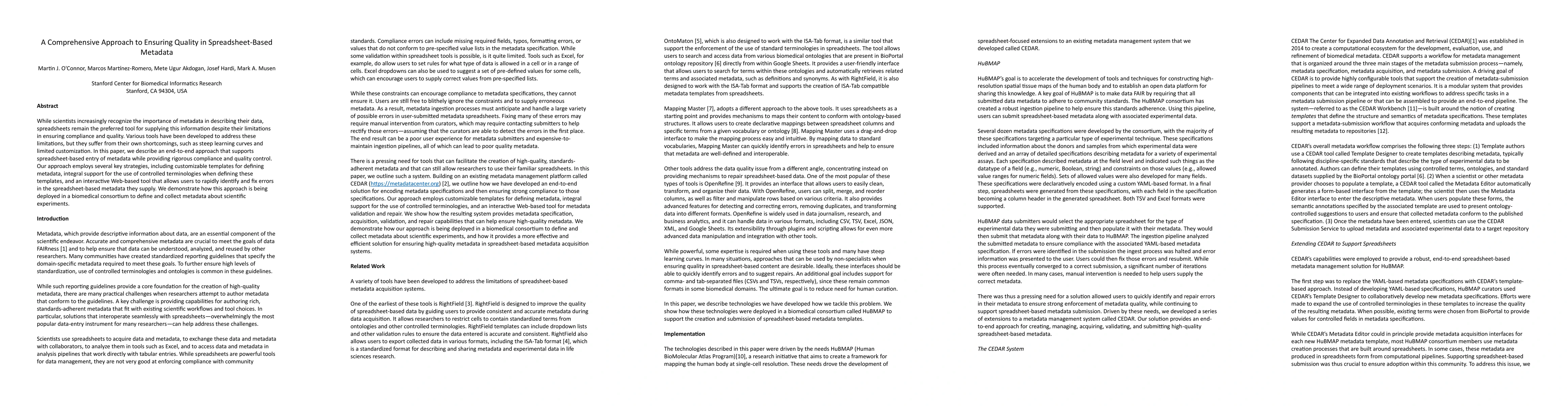 Thumbnail for A Comprehensive Approach to Ensuring Quality in Spreadsheet-Based
  Metadata