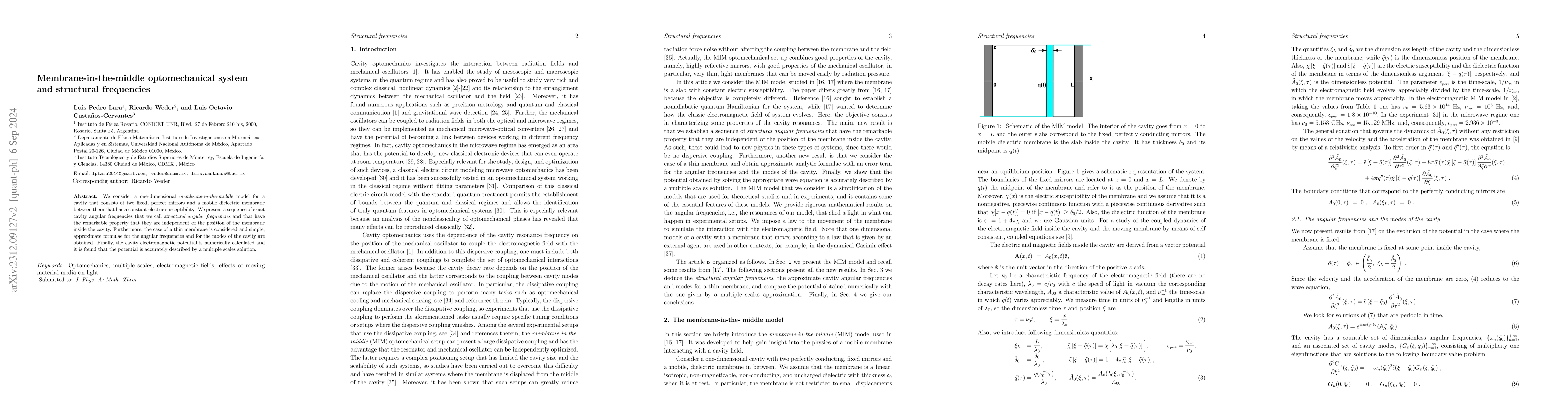 Thumbnail for Membrane-in-the-middle optomechanical system and structural frequencies