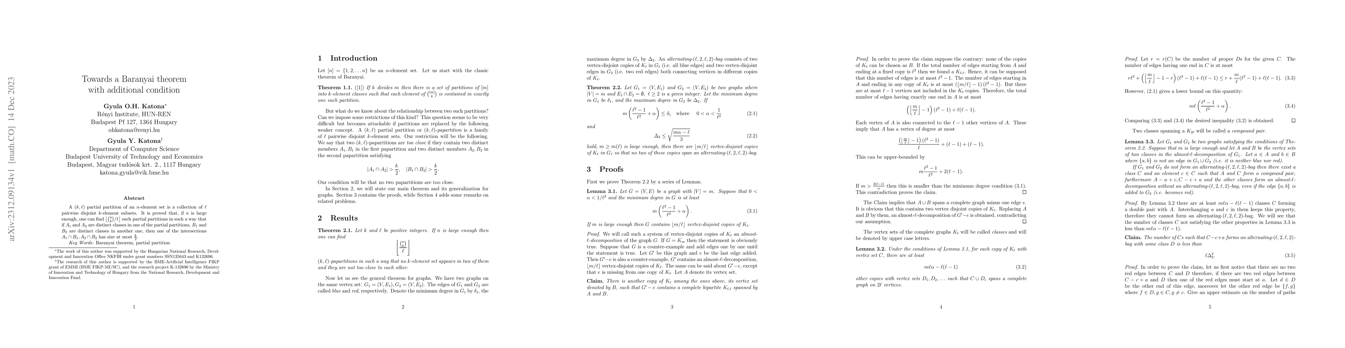 Thumbnail for Towards a Baranyai theorem with additional condition