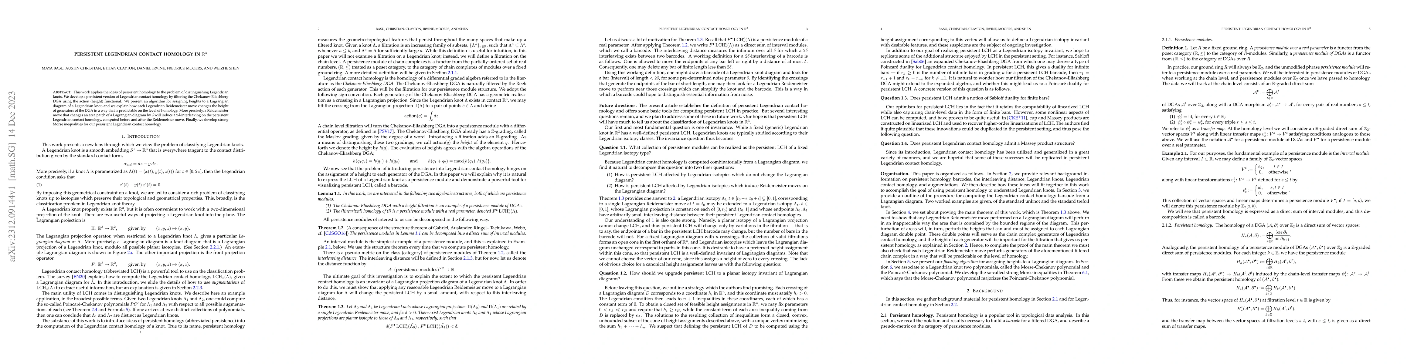 Thumbnail for Persistent Legendrian contact homology in $\mathbb{R}^3$